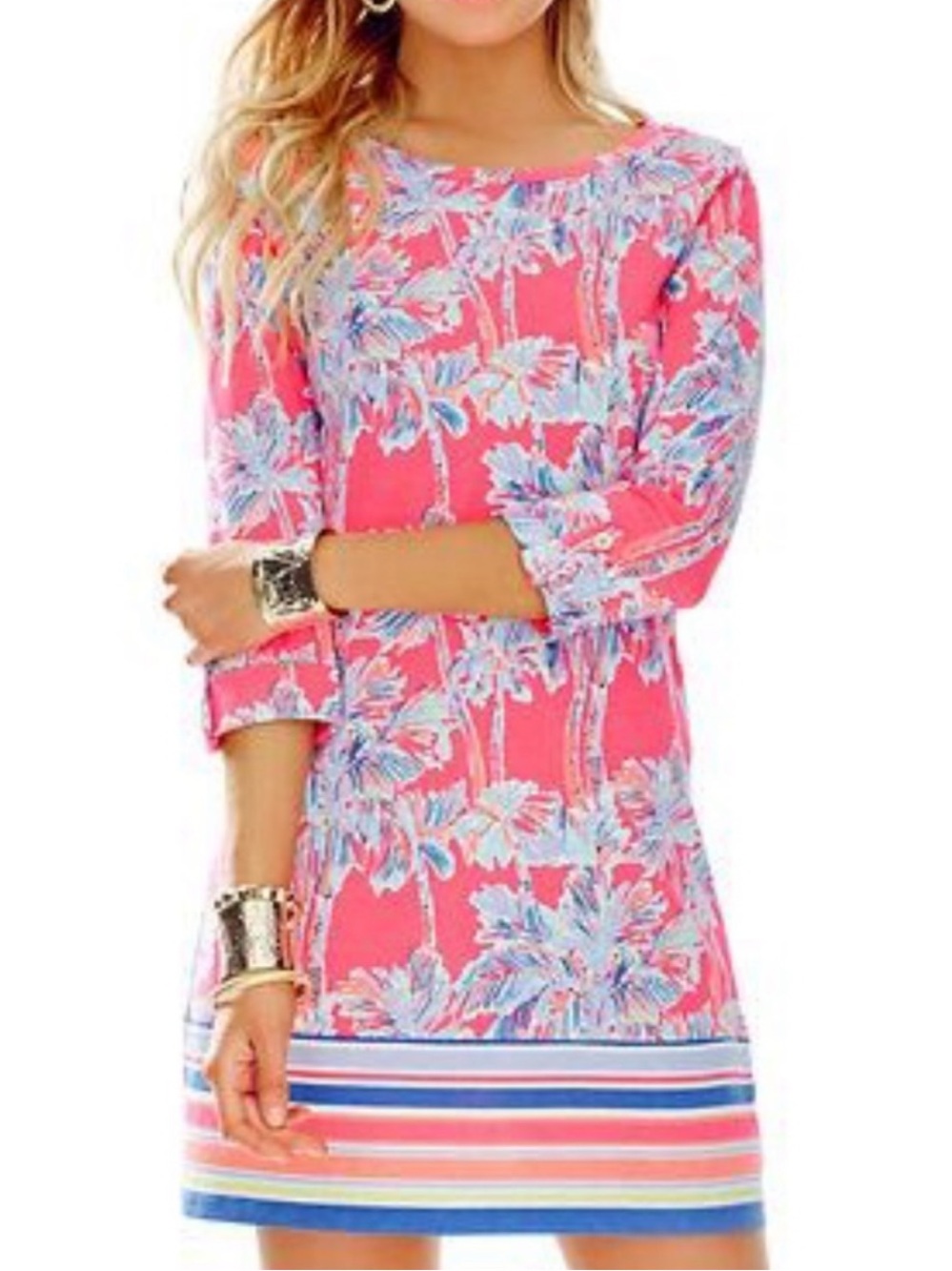 Lilly Pulitzer Knit Three Quarter Sleeve Linden Dress Nice Stems Size Small